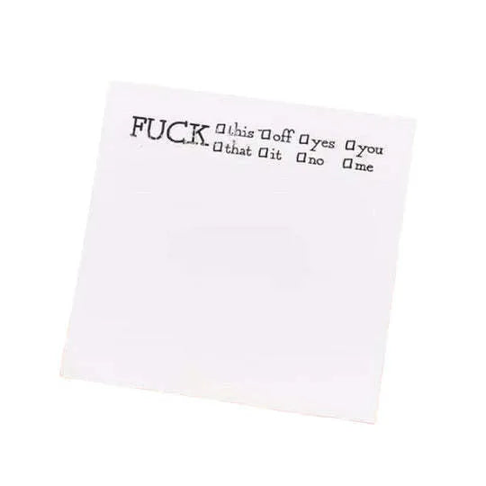 Square 75mm sticky notes pad with coloured covers showing printed English text phrases