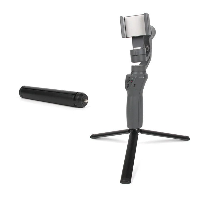 Black aluminium alloy mobile phone tripod compatible with iPhone photography and video stabilisation