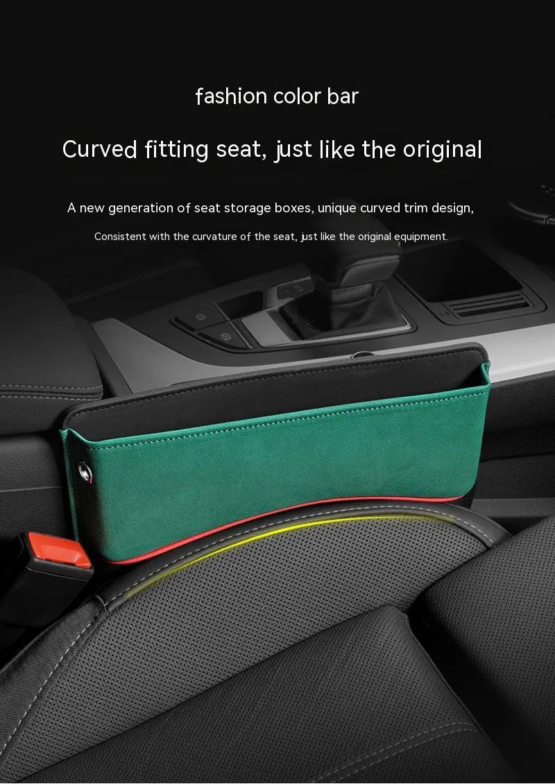 Leather car seat storage box in choice of colours for footwell organisation