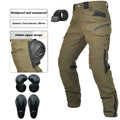 Motorcycle waterproof cycling trousers with belt and protective gear set in black or green colours