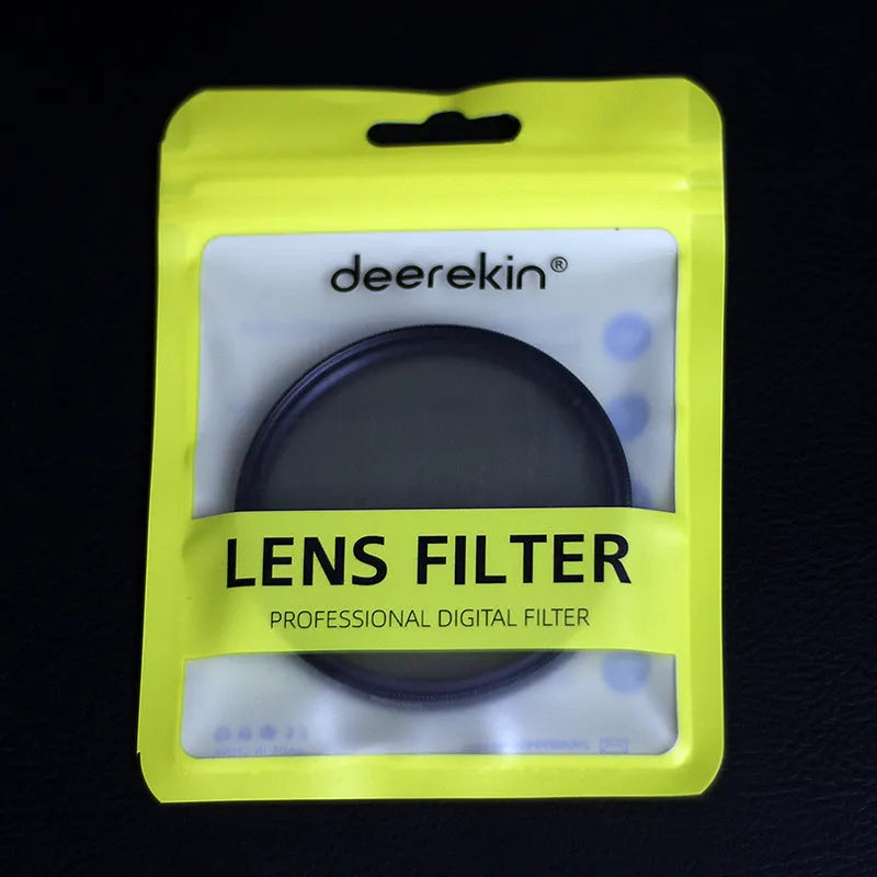ND8 neutral density camera filter with aviation aluminium frame showing thread size options