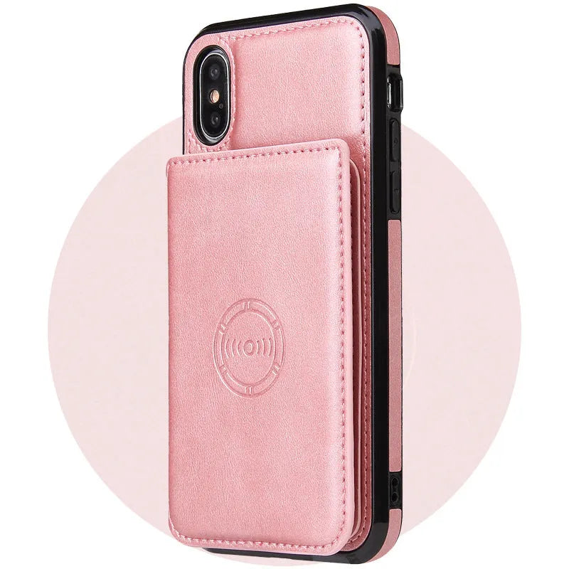iPhone 11 card wallet case in imitation leather showing card slots on back cover