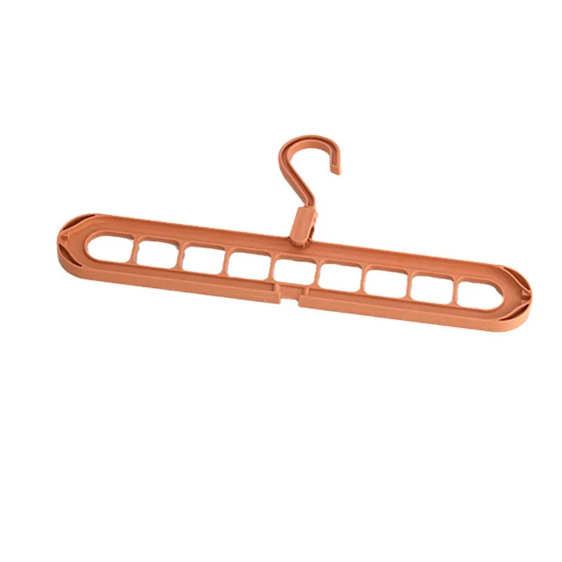 Plastic nine-hole hanger in beige blue gray green or pink for folding pant storage