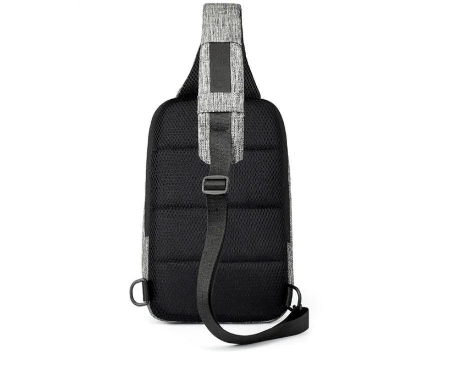 Oxford cloth waterproof chest bag in dark blue with zip opening and cross-body strap