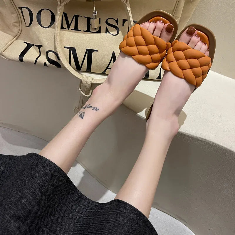 Women's plaid pattern anti-skid sandals with thick PVC soles in four colour options