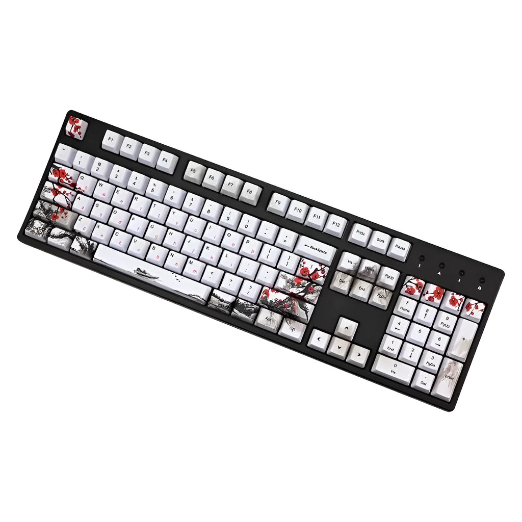 PBT mechanical keyboard keycap set 109 keys OEM height Wangjiang Plum theme five-sided sublimation