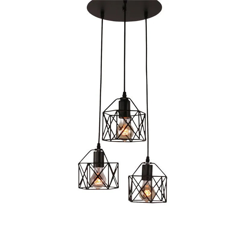 American country decorative lights with iron shade in multiple head configurations