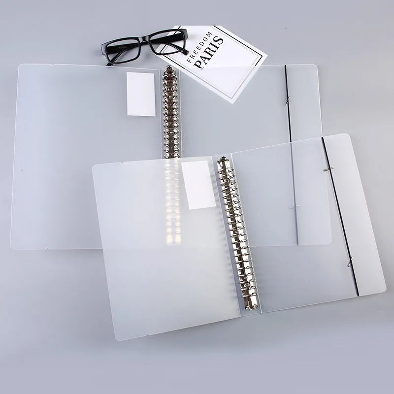 A5 loose-leaf notebook with PP matte cover, 26-hole looped binder, and horizontal line pages
