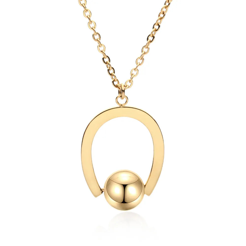 Adjustable stainless steel necklace with cross chain and geometric pendant in gold or silver finish