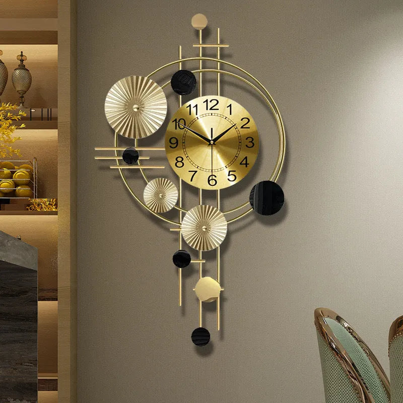 Gold iron wall clock small A2616 creative mute home decoration on wall