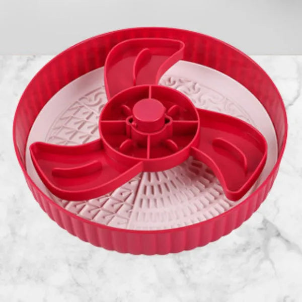Rotating pet food basin with silica gel anti-choke mat in beige blue gray green or red