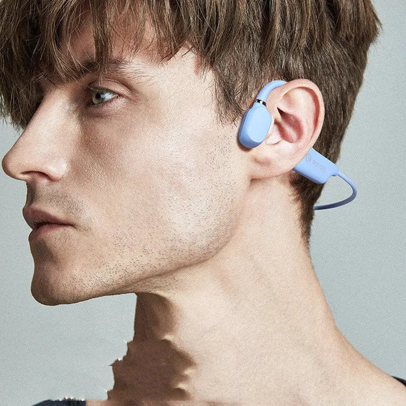 Bone conduction wireless headphones with neckband design in multiple colour options for sports use