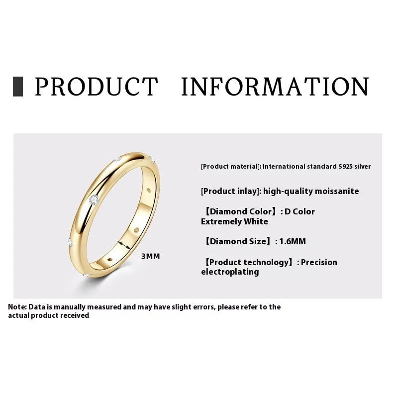 Geometric sterling silver bracelet ring with round detail on a size chart background.