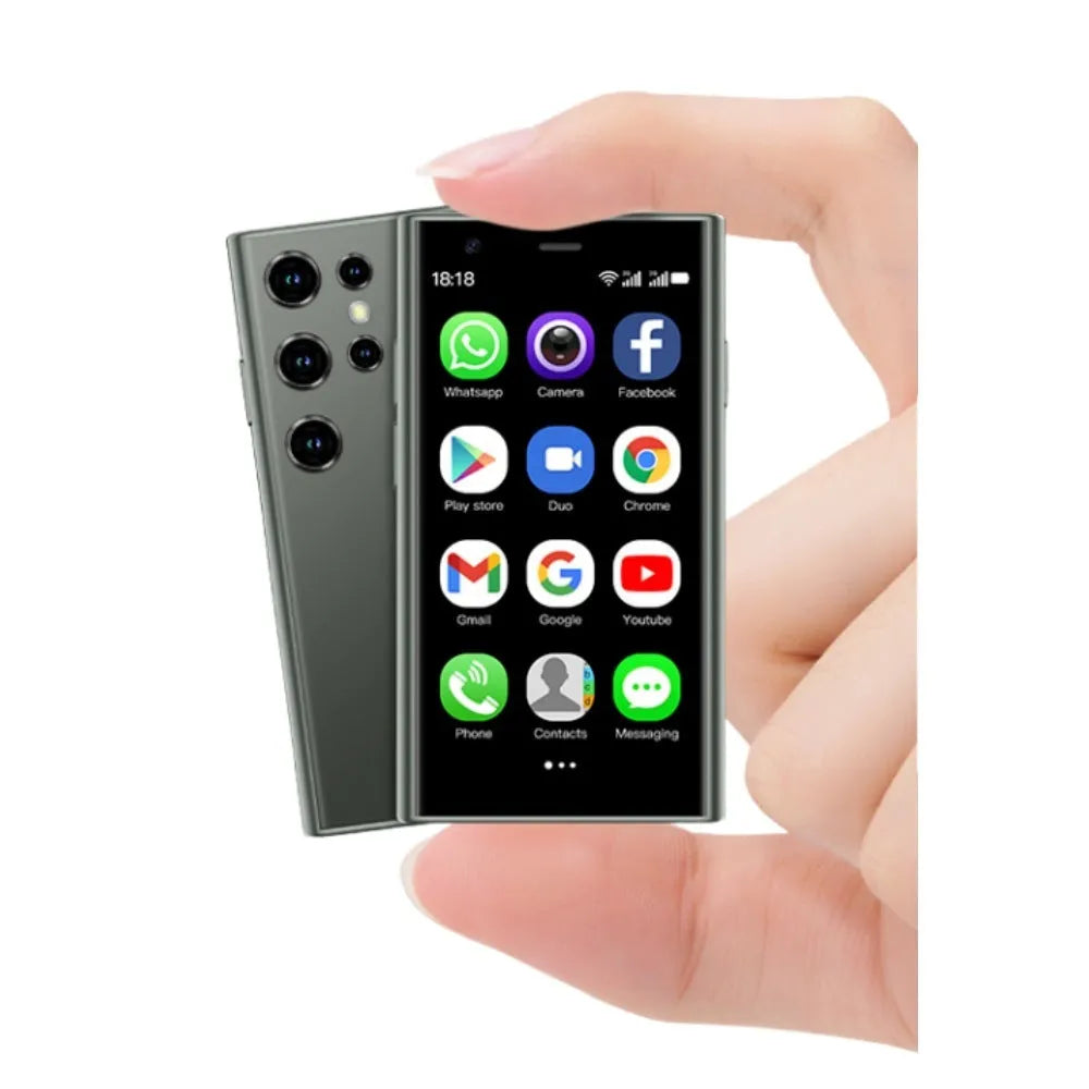 S23PRO XS15 mini Android smartphone with 30mm straight plate screen in black, green, or pink purple colours