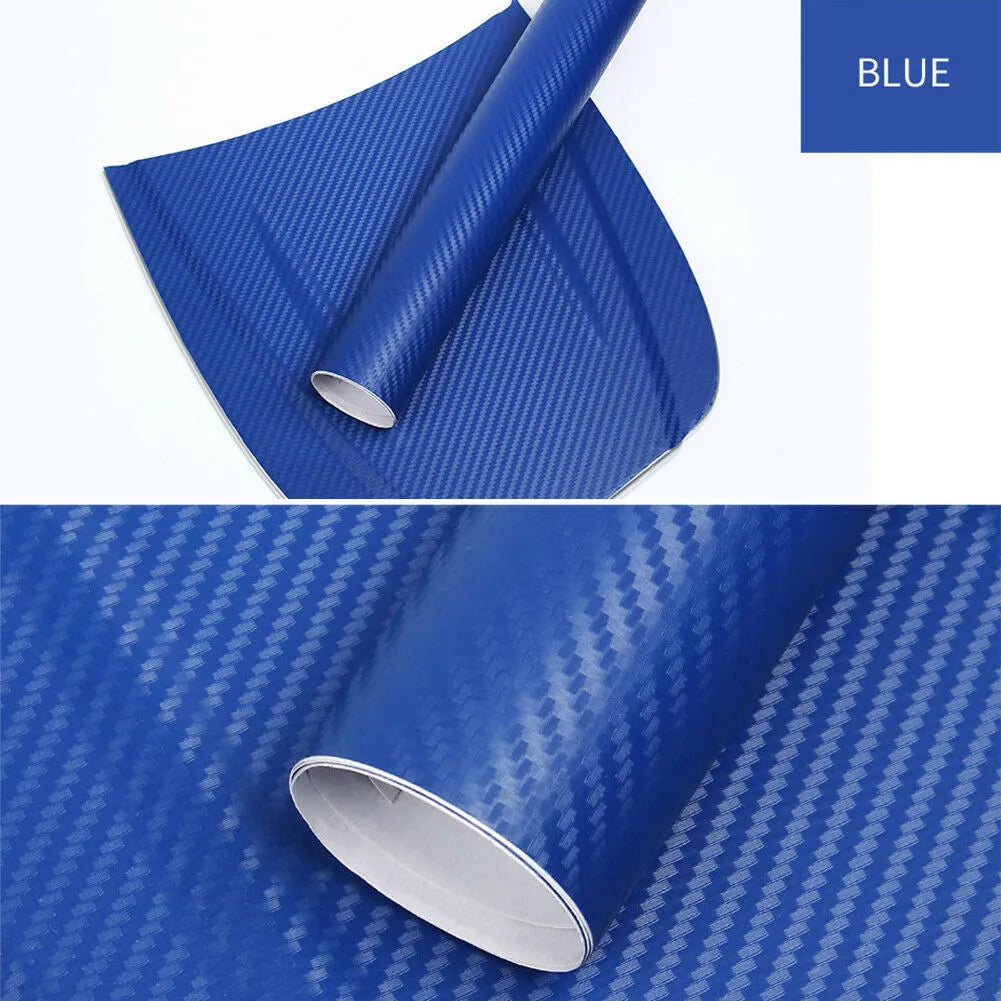 Carbon fibre car sticker roll showing textured pattern in multiple colour options