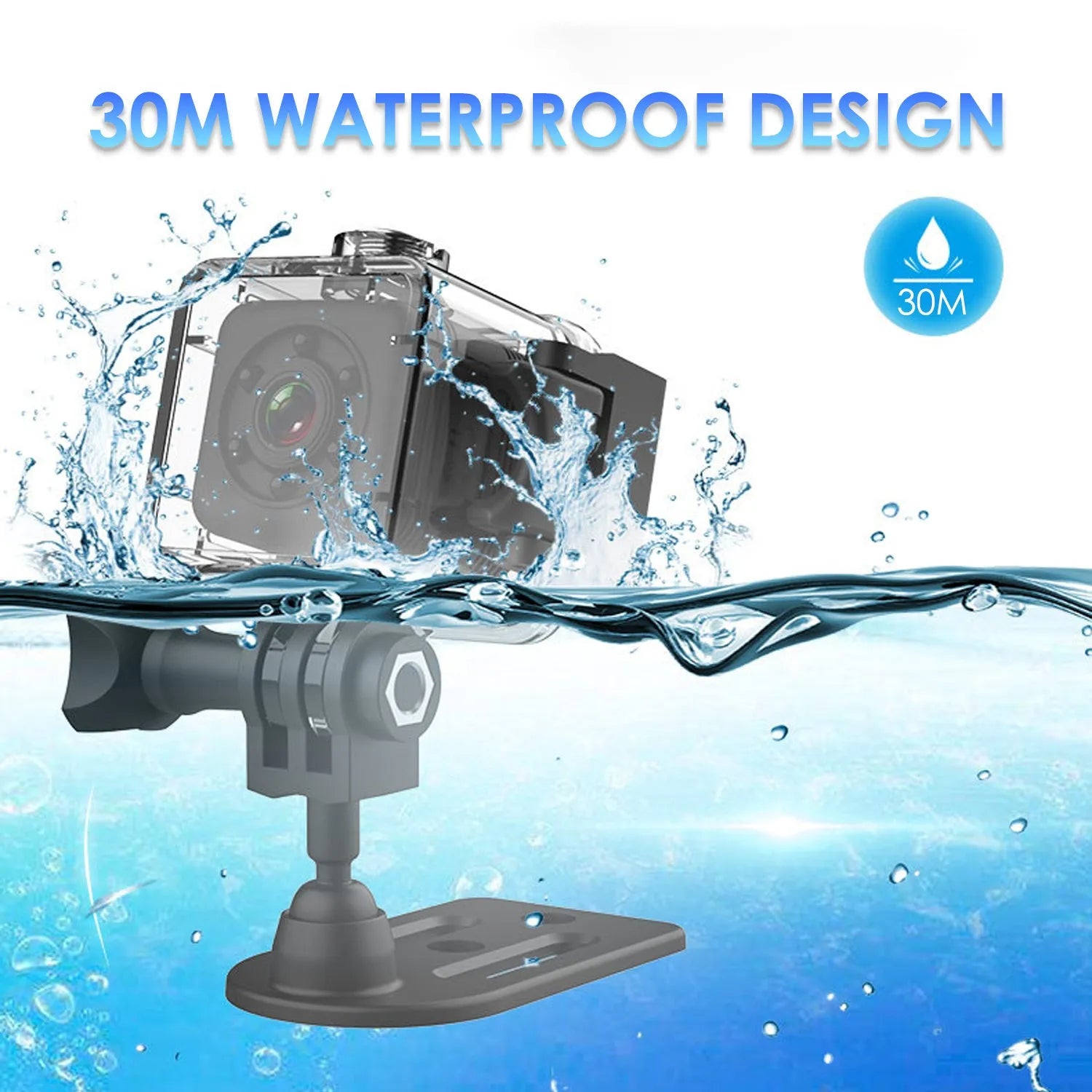 SQ29 black waterproof sports camera with extended battery for 4-hour continuous shooting