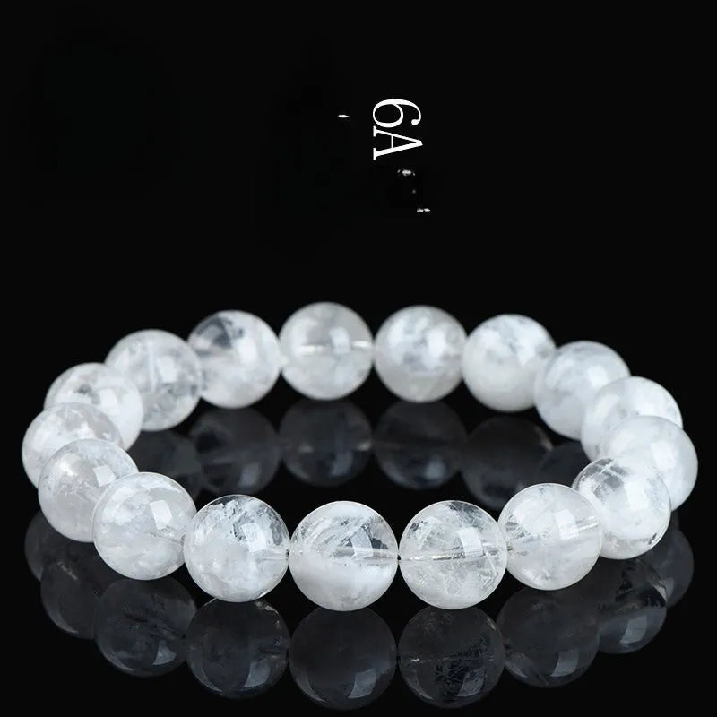 Women's natural blizzard snowflake round crystal bracelet with geometry beads in choice of colour and size