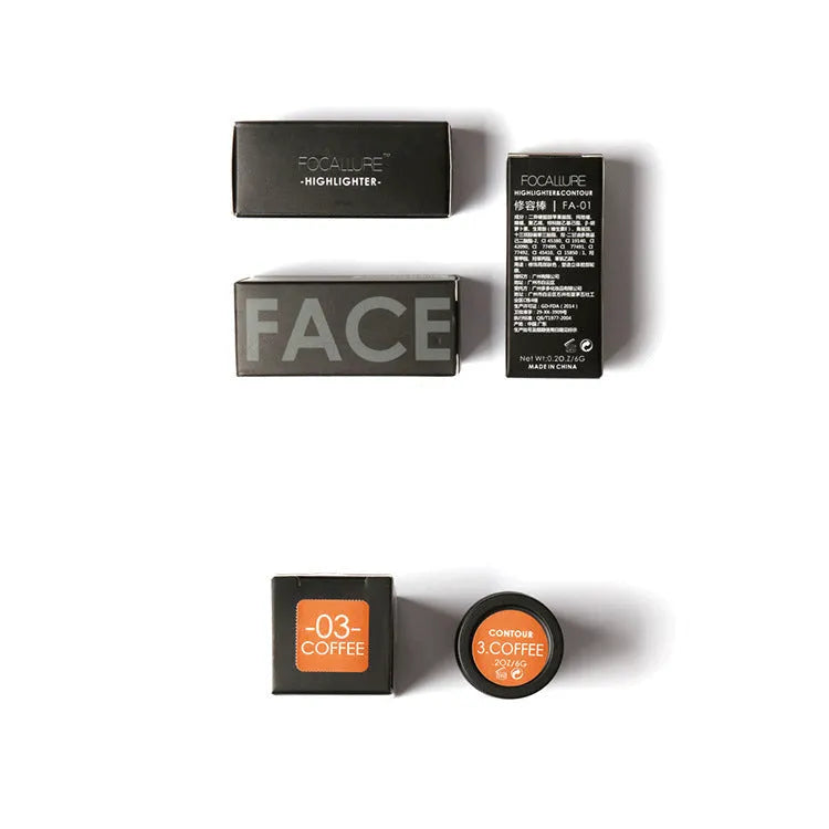 Face contour highlighter cream container showing multiple shade options for facial sculpting and definition