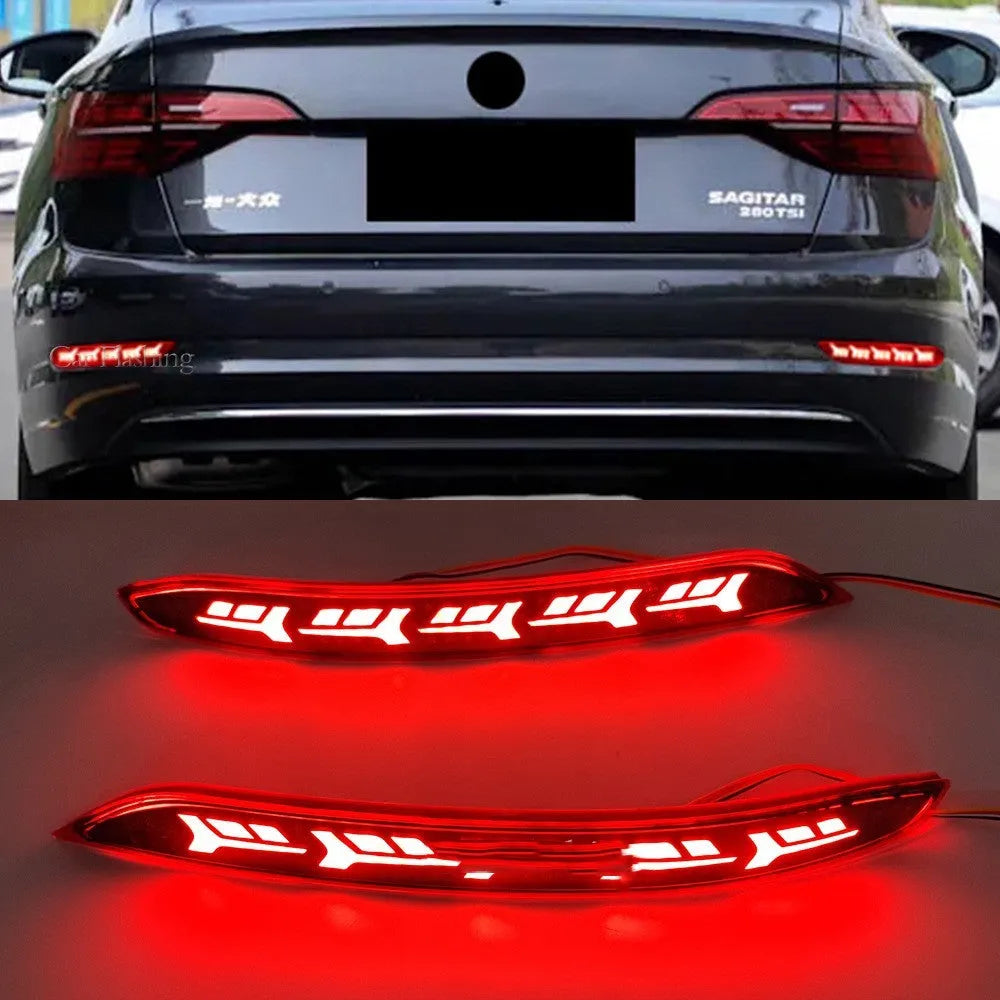 Volkswagen Sagitar flowing water LED bumper light with scanning pattern for steering and brake indication