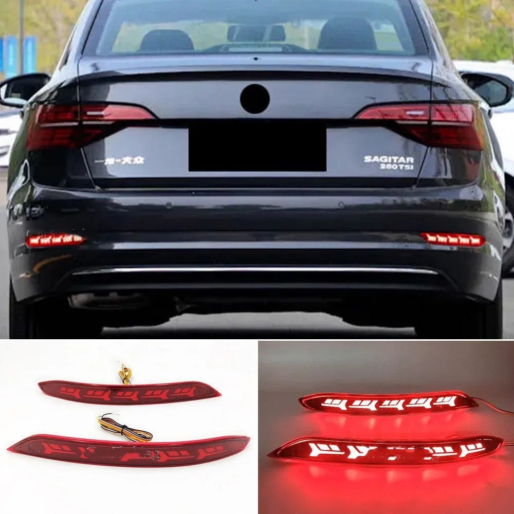 Volkswagen Sagitar flowing water LED bumper light with scanning pattern for steering and brake indication