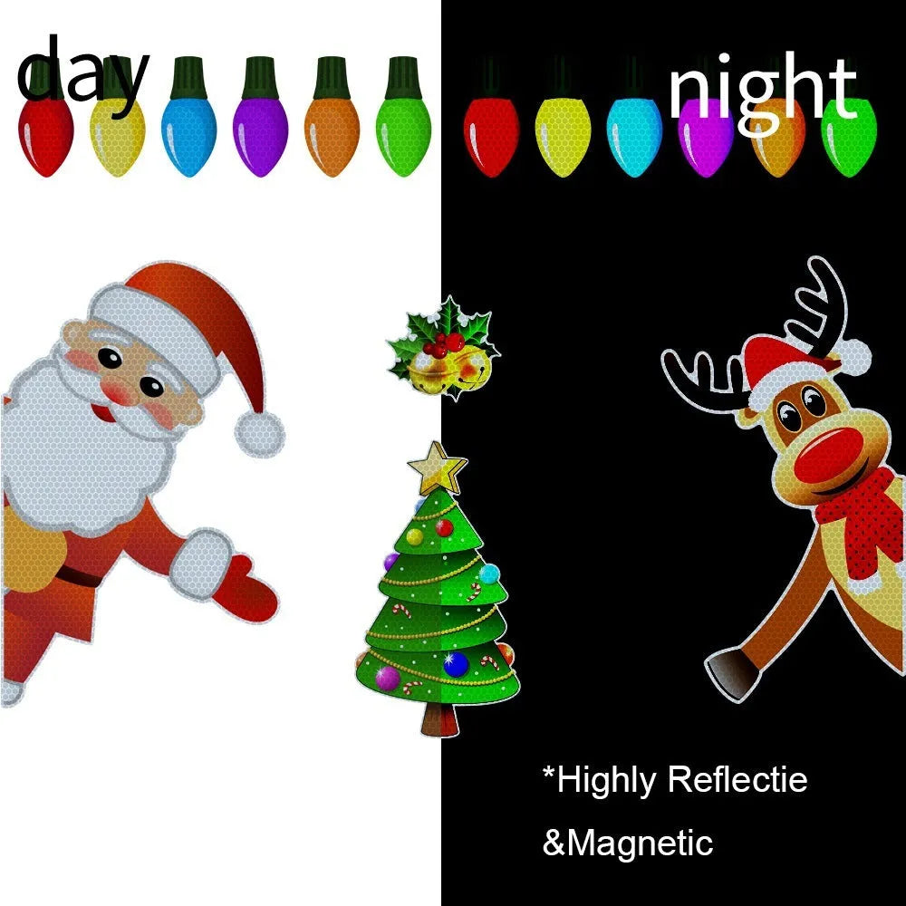 Medium magnetic Christmas elk car decoration sticker with reflective elements
