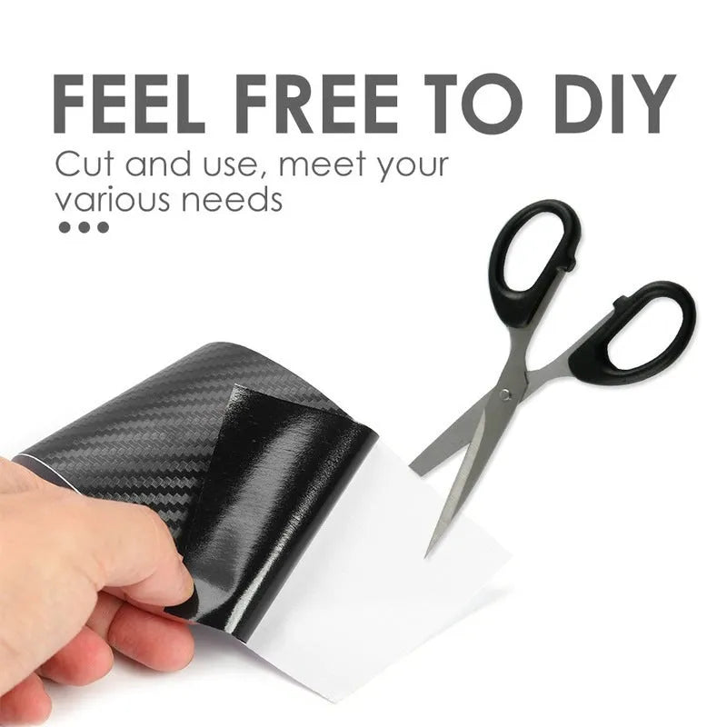 Matte carbon fibre adhesive protection roll for car door sills in various width options