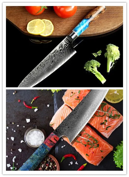 8-piece kitchen knife set with chef's knife, meat cutter, Japanese knives, bread knife and fruit knife