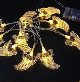 Halloween LED string lights with pumpkin, bat, and ghost lanterns on a 1.2 metre string