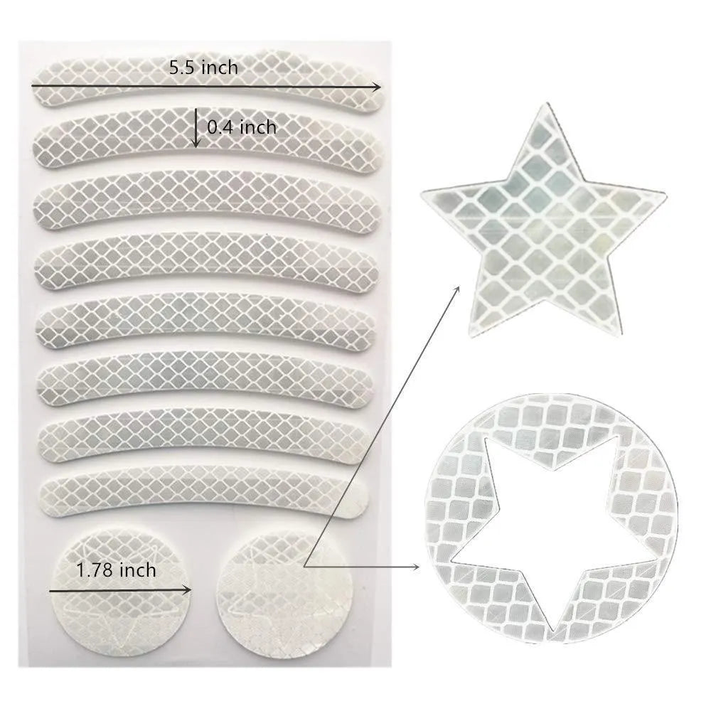 Bicycle reflective safety sticker with geometric grid pattern measuring 11.5 x 21cm