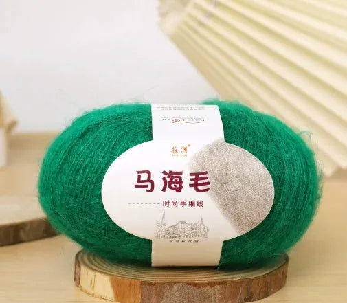 Hand-woven mohair wool ball for DIY scarf knitting projects in multiple colour options