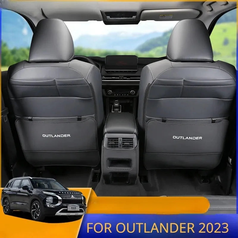 Three leather anti-kick pads for Mitsubishi Outlander Special car seats and console.