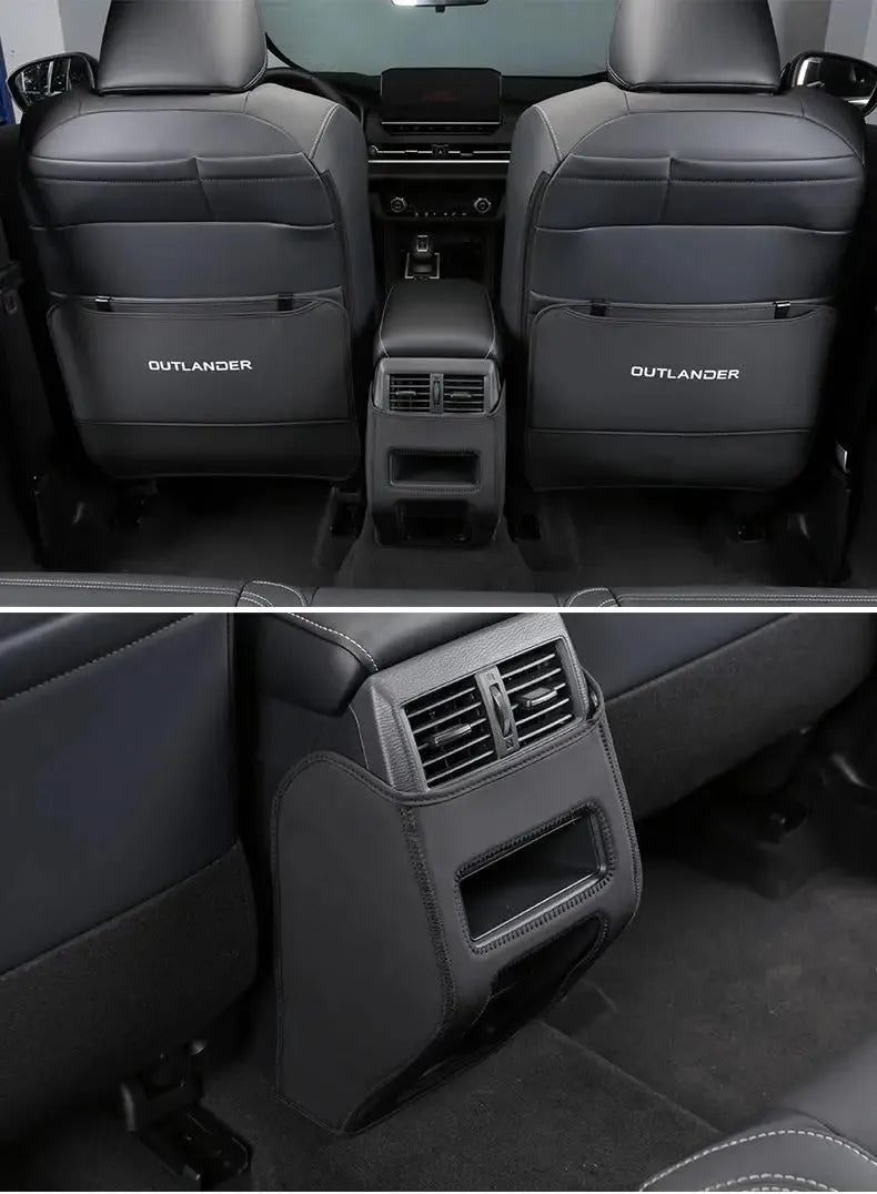 Three leather anti-kick pads for Mitsubishi Outlander Special car seats and console.