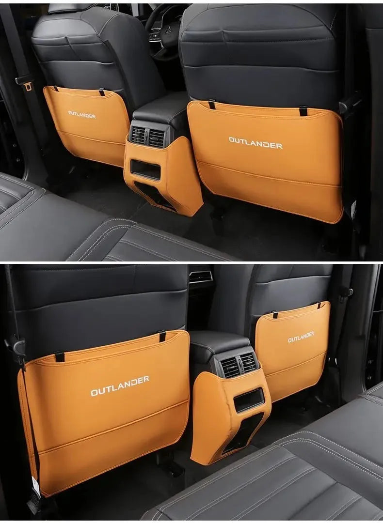 Three leather anti-kick pads for Mitsubishi Outlander Special car seats and console.