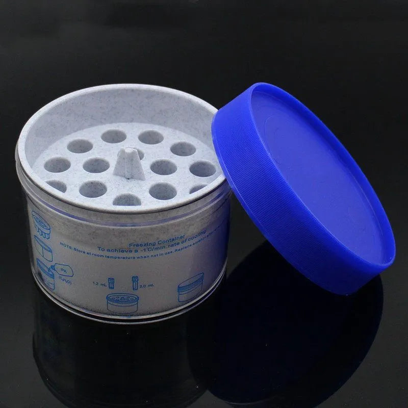Orange metal and blue plastic laboratory cooling box with gradient freezing function