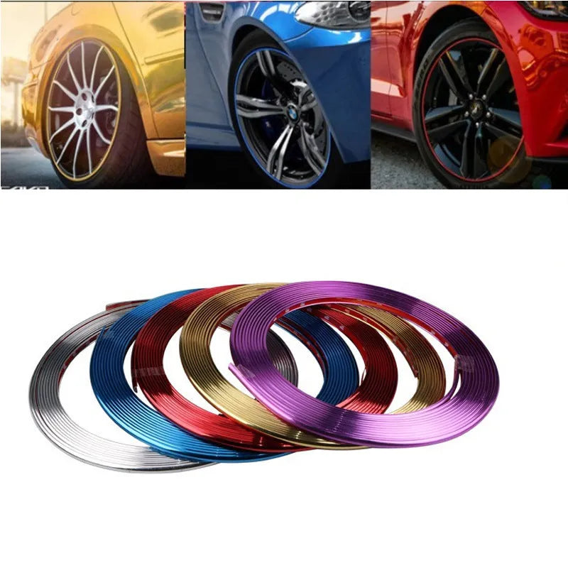 Purple metallic wheel trim sticker roll for vehicle hub decoration and protection
