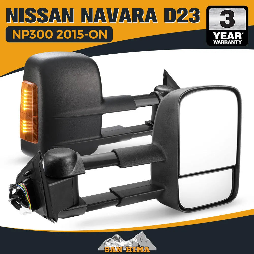 Black electric side mirror with integrated light for Nissan NP300 D23 2015-on