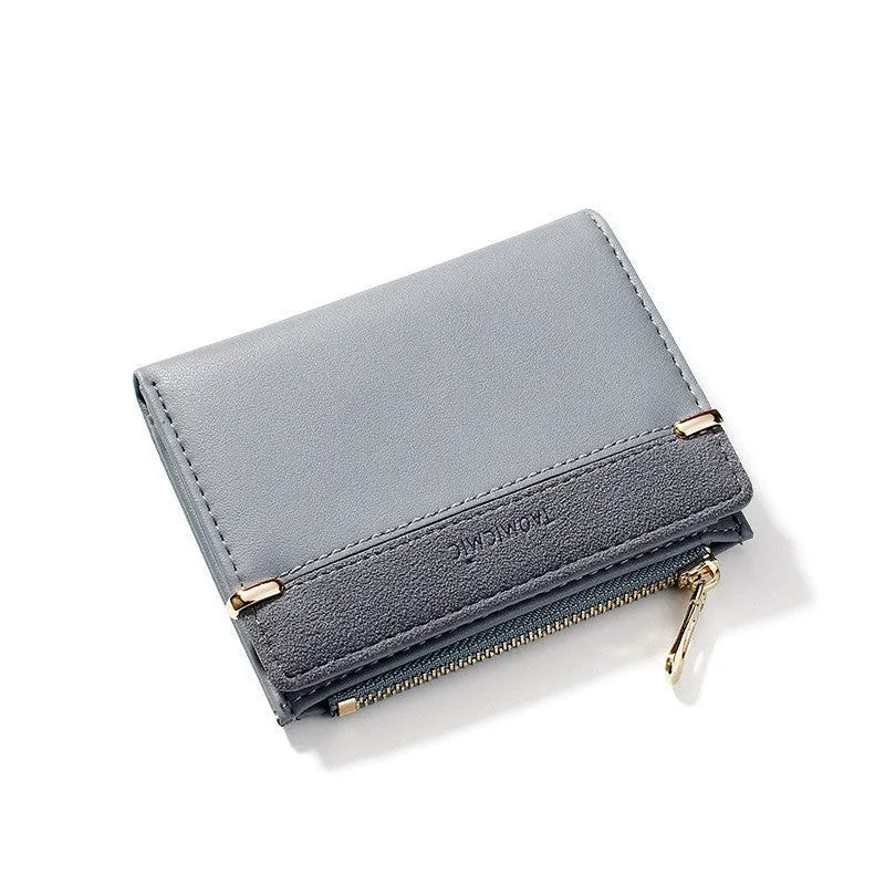 Ladies PU leather zipper wallet with multiple compartments including card slots and hidden storage