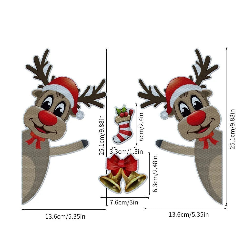 Christmas elk bell magnetic luminous reflective bumper sticker set for car decoration