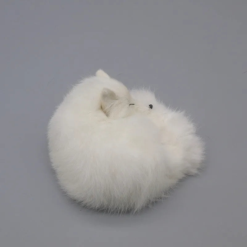 Artificial white fox fur car dashboard decoration with textured appearance