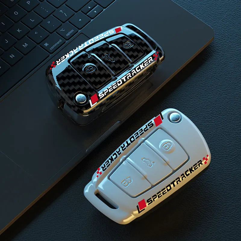 Carbon fibre style car key cover with mirror element in feilin material
