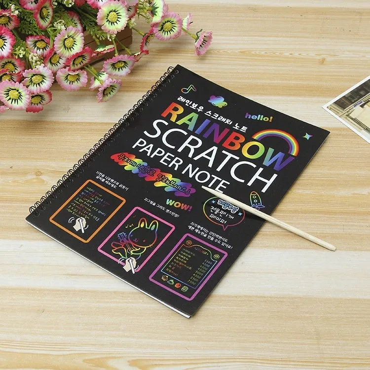 Large 26x19cm children's scratch art paper for DIY creative painting and puzzle scraping crafts