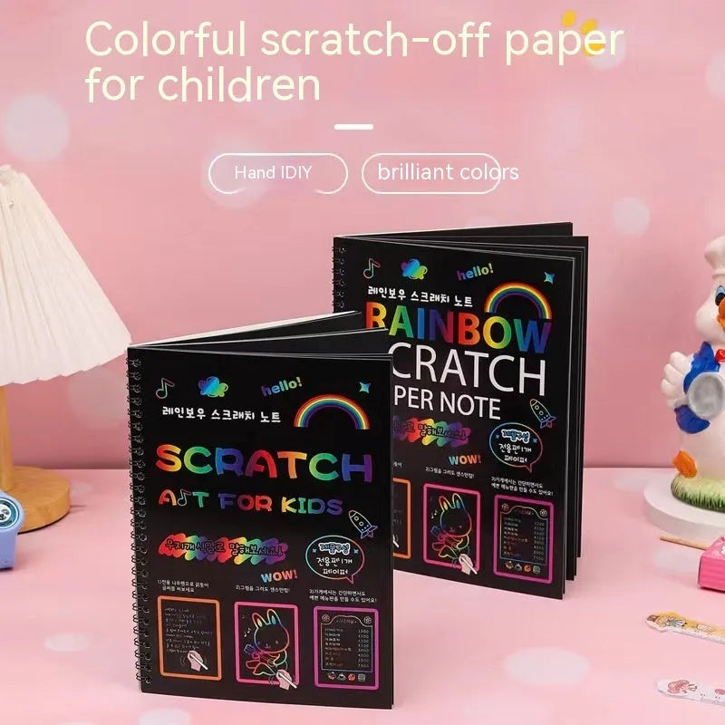 Large 26x19cm children's scratch art paper for DIY creative painting and puzzle scraping crafts