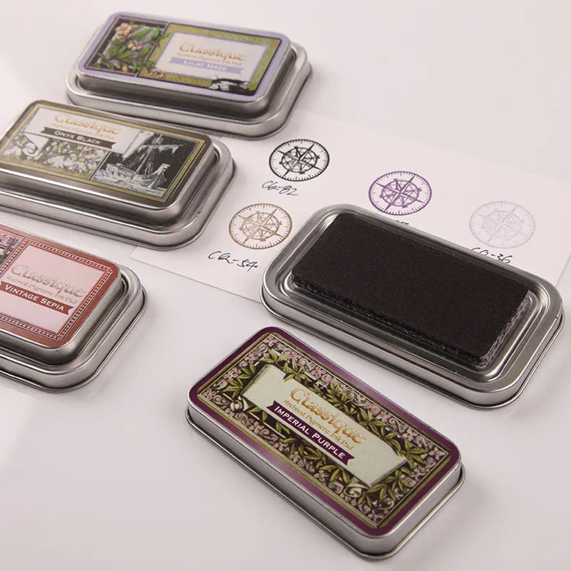 Rectangular oily ink stamp pad for DIY rubber stamps in five colour options.