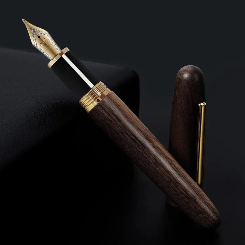 Wooden fountain pen with rotating cap shown in Alpine Pear finish with EF nib for business writing