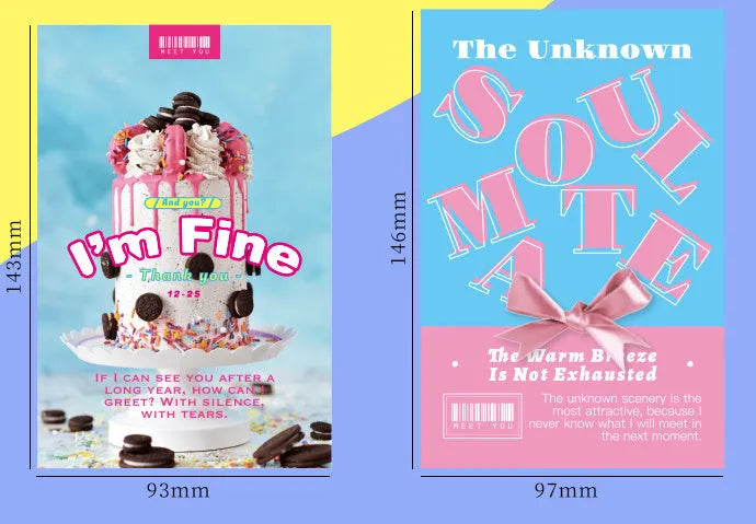 Two design postcard greeting cards with fresh style printing