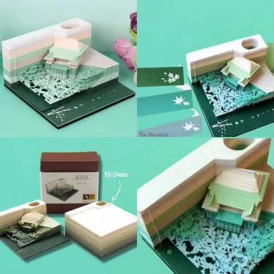 One Piece architecture sticky notes notepad with cartoon building designs on 80x45mm craft paper
