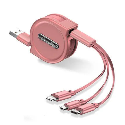 3 in 1 telescopic charging cable extended to 120cm with titanium connectors