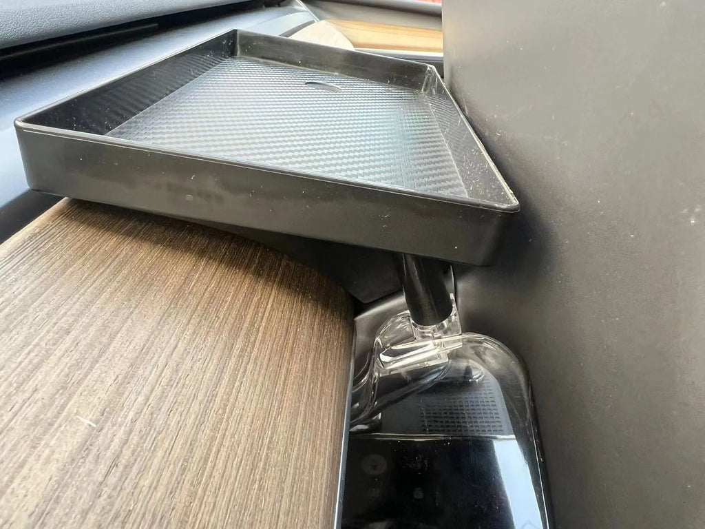 Black ABS plastic storage organiser for Tesla Model 3 and Y centre console with ETC card slot