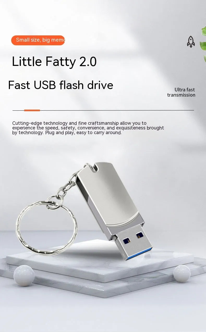 White metal rotary USB flash drive with compact dimensions showing extended USB connector