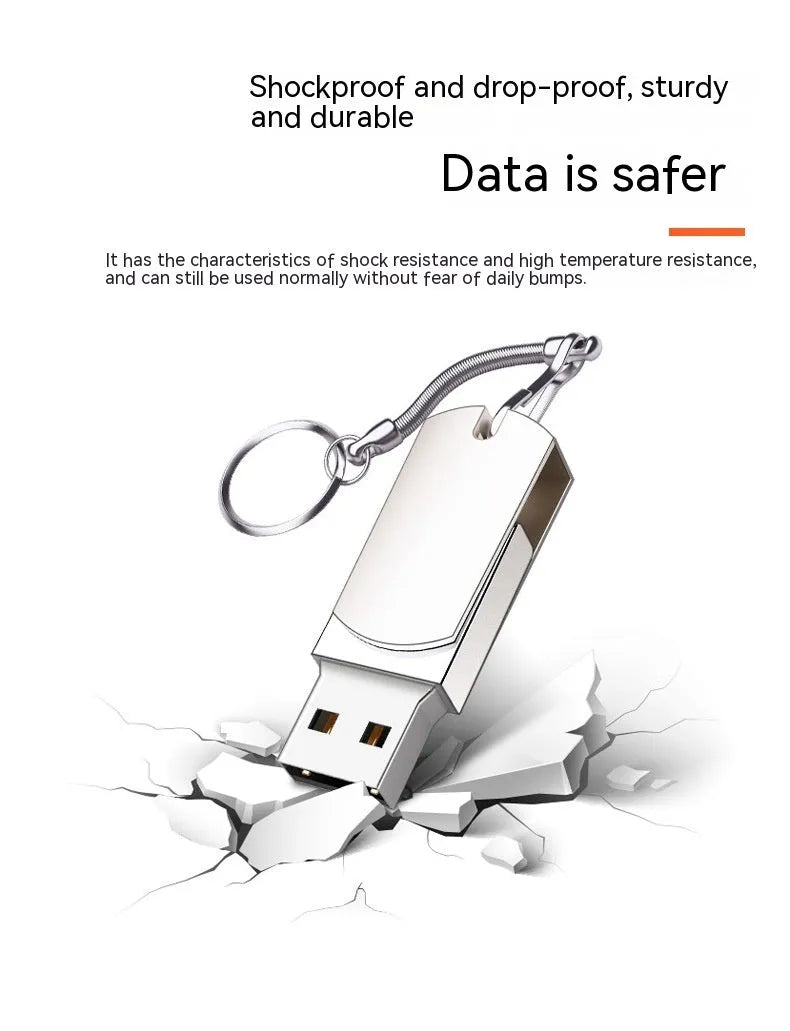 White metal rotary USB flash drive with compact dimensions showing extended USB connector